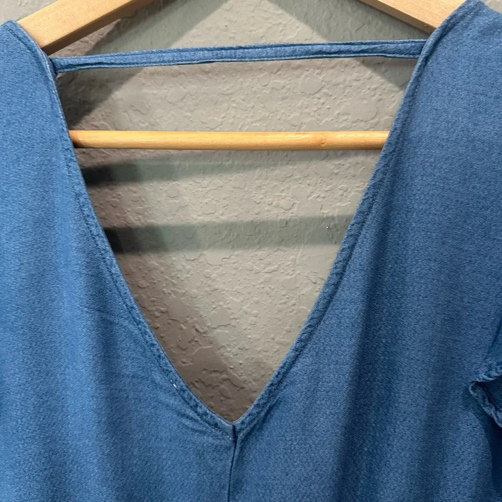 Splendid lightweight denim faux wrap dress Sz M - Picture 7 of 10